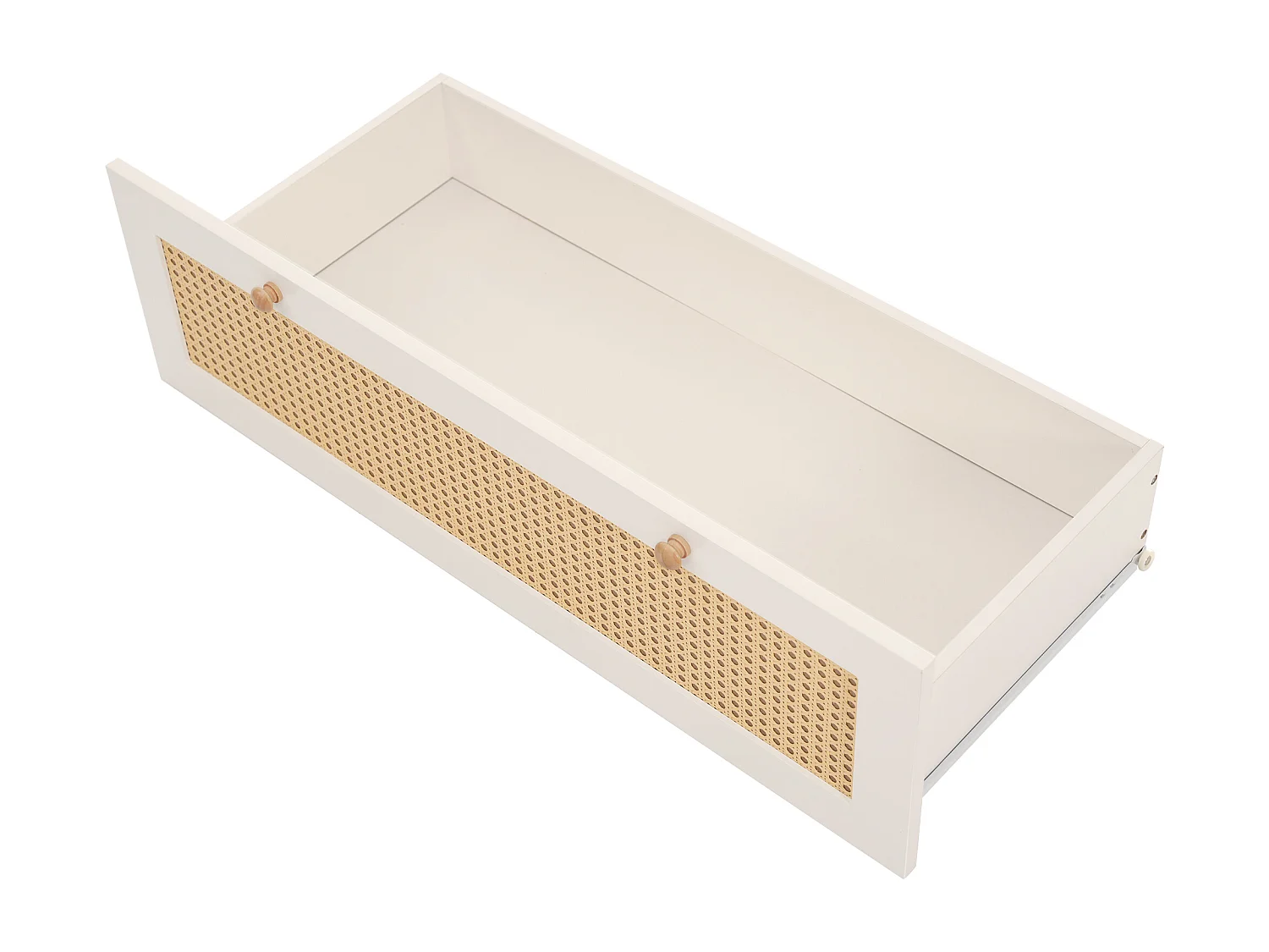 URBAN MEUBLE Armoire style champêtre 2 portes et tiroir en rotin, penderie et étagères ajustables