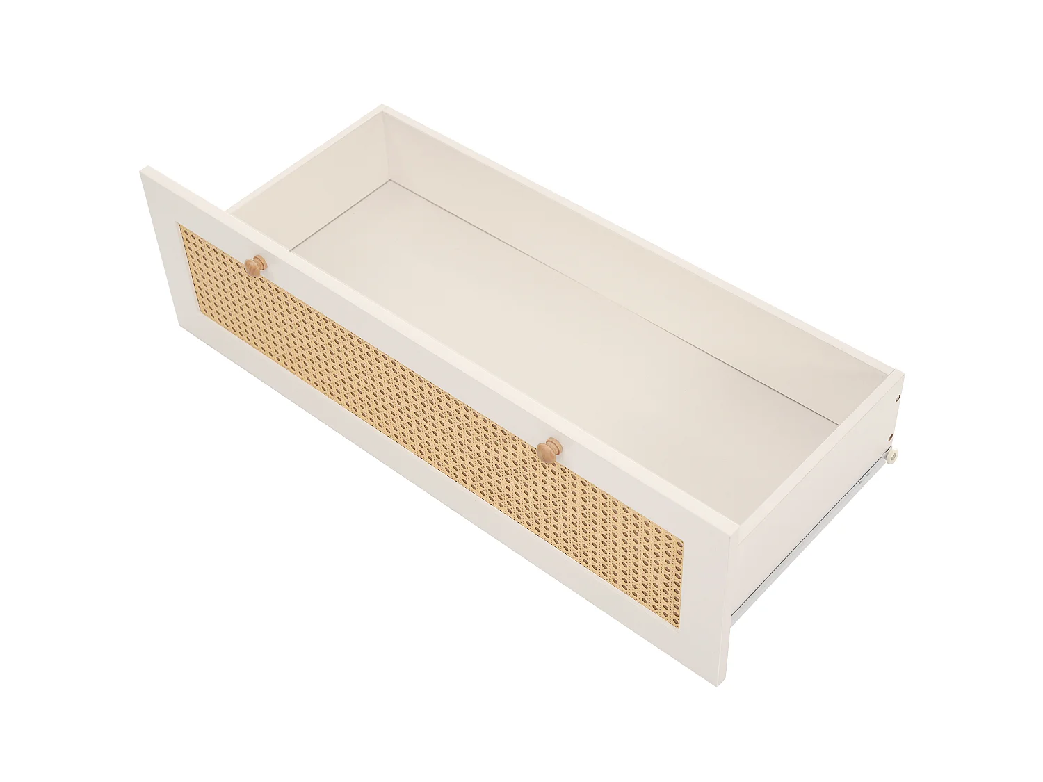 URBAN MEUBLE Armoire style champêtre 2 portes et tiroir en rotin, penderie et étagères ajustables