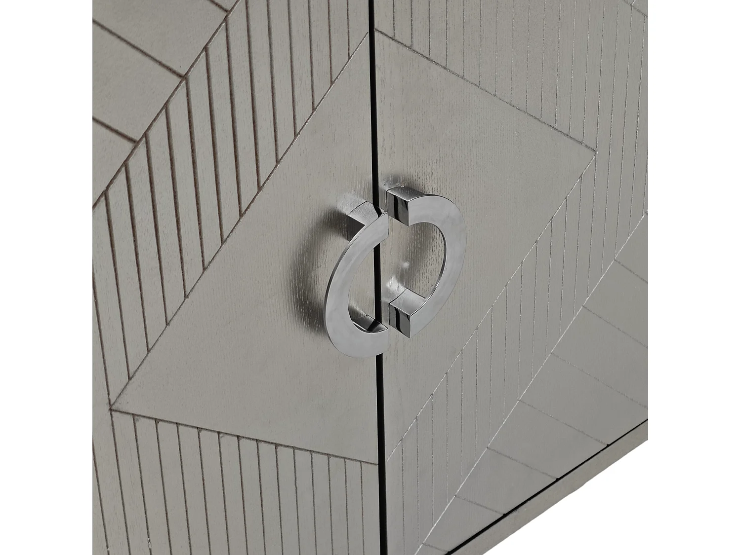 URBAN MEUBLE Buffet champagne argenté 4 portes poignées en alliage de zinc et façades à motif géométrique