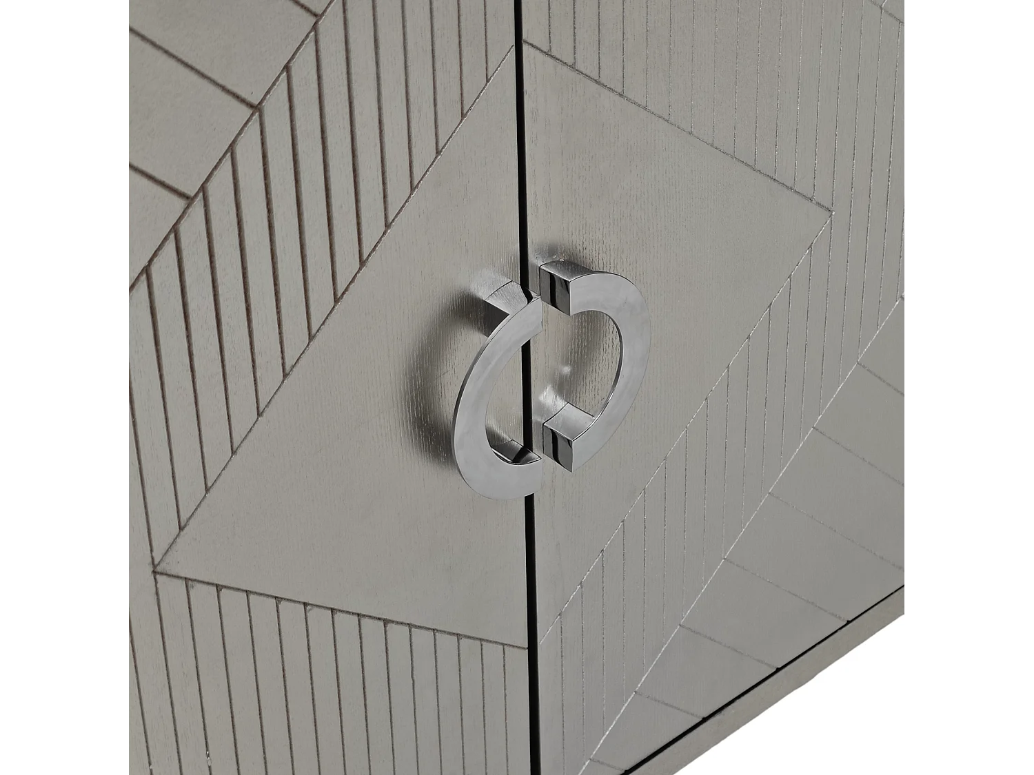 URBAN MEUBLE Buffet champagne argenté 4 portes poignées en alliage de zinc et façades à motif géométrique