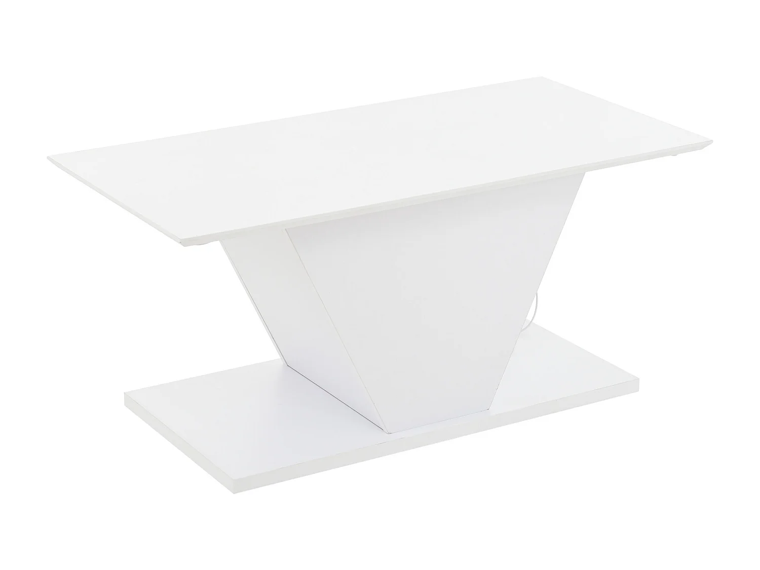 URBAN MEUBLE Table basse blanche brillante forme V avec éclairage LED 100x50cm