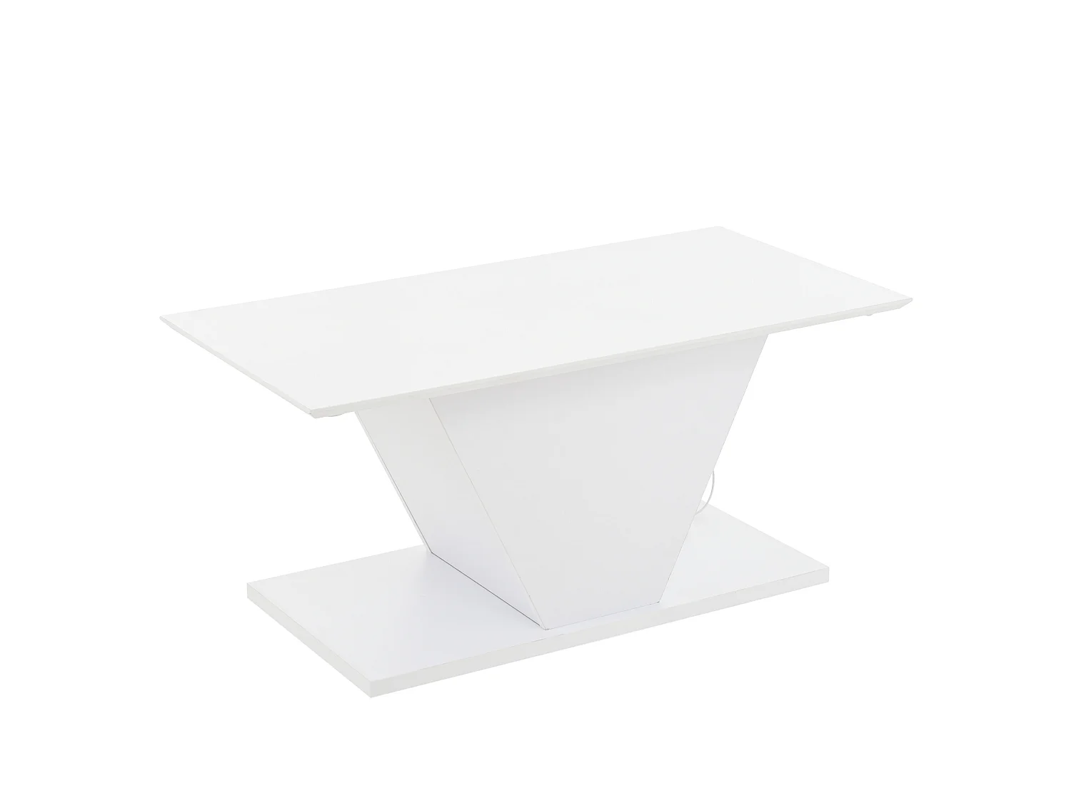 URBAN MEUBLE Table basse blanche brillante forme V avec éclairage LED 100x50cm