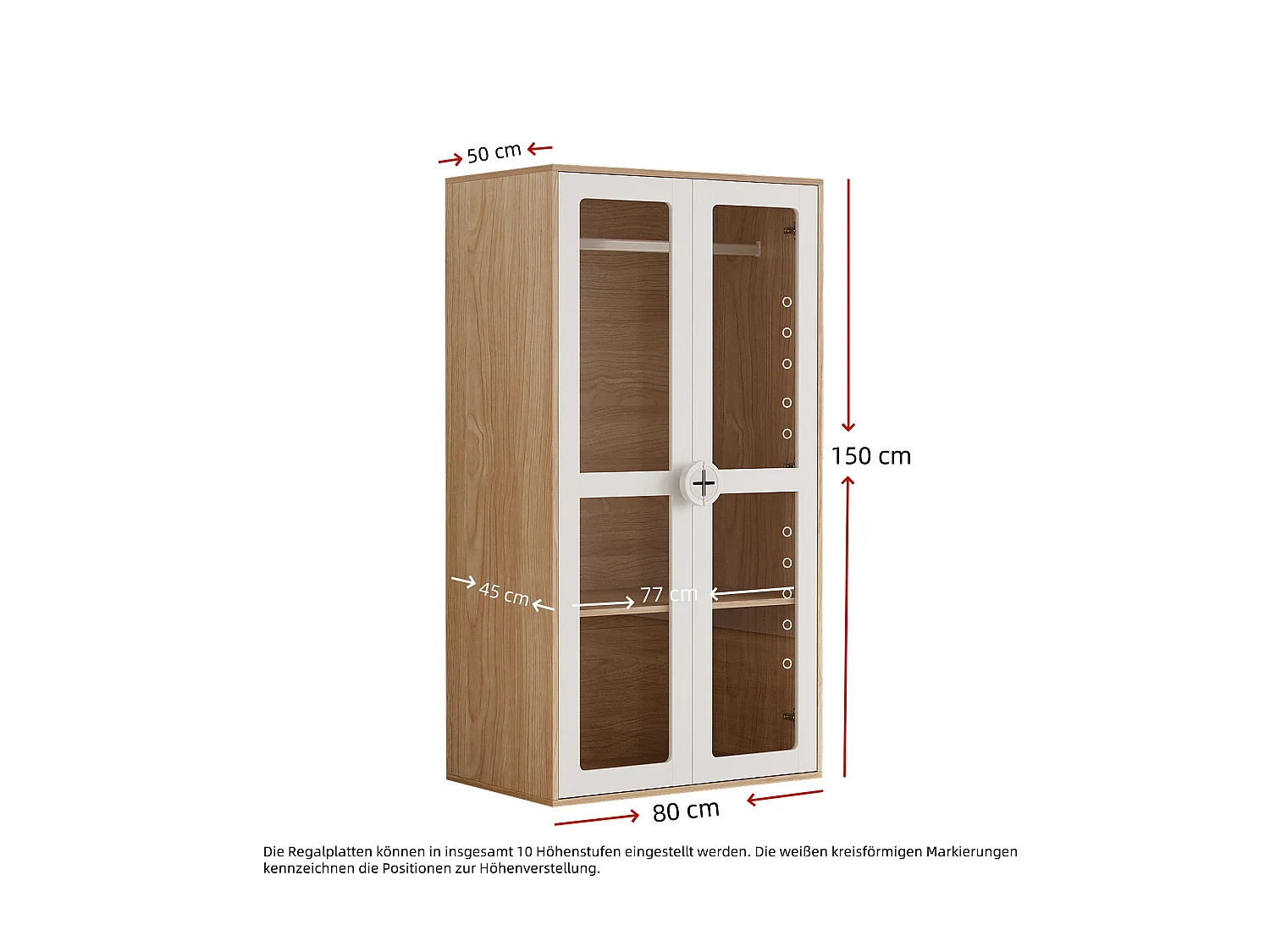 URBAN MEUBLE Ensemble de armoire portes vitrées + commode 4 tiroirs bicolores