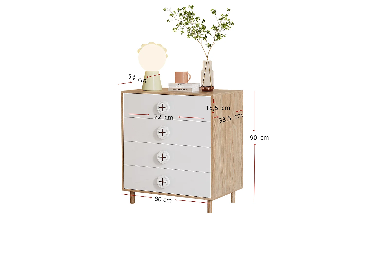 URBAN MEUBLE Ensemble de armoire portes vitrées + commode 4 tiroirs bicolores