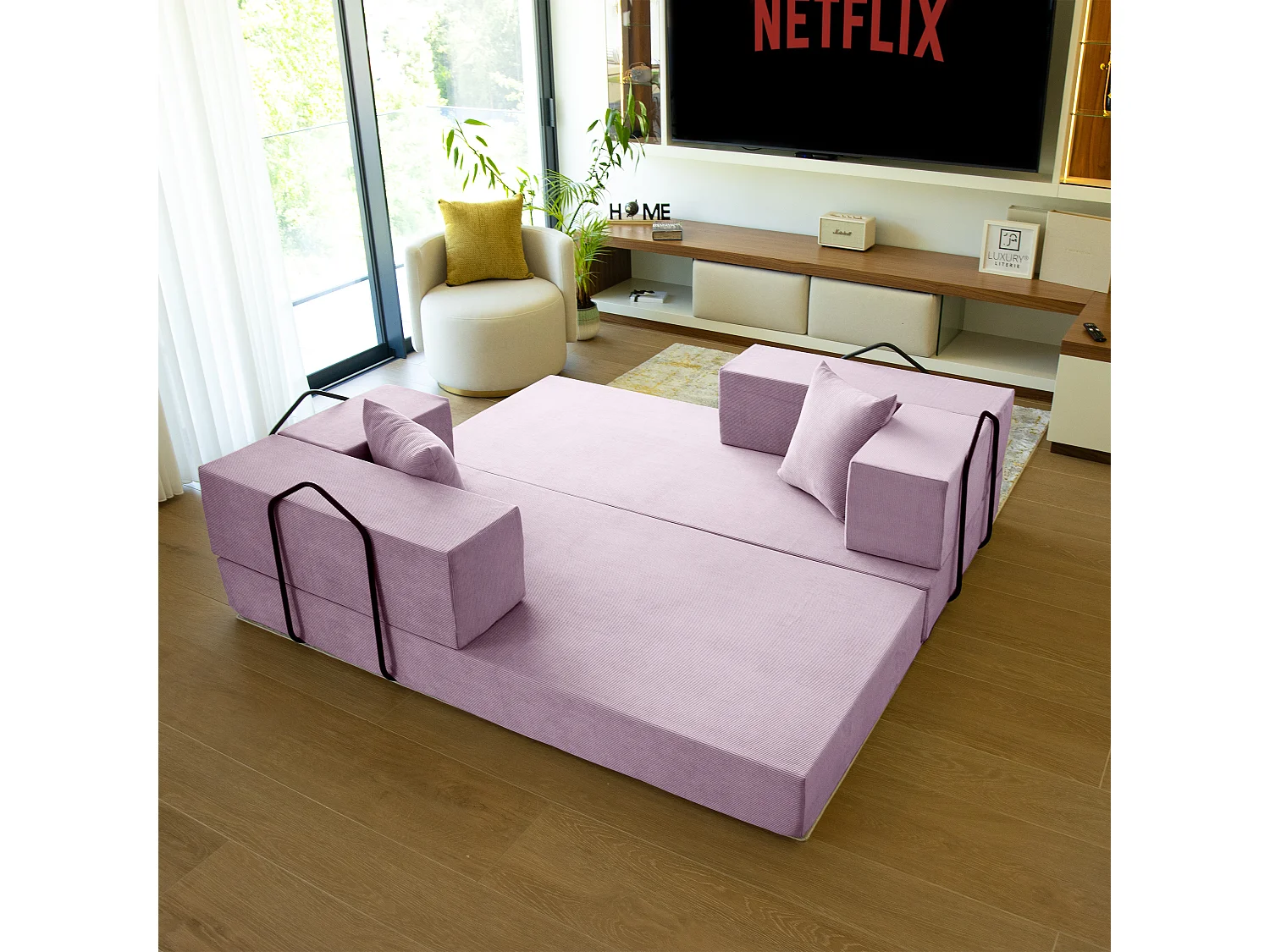 Canapé droit convertible FLEXIMOOD 3 pl, déhoussable