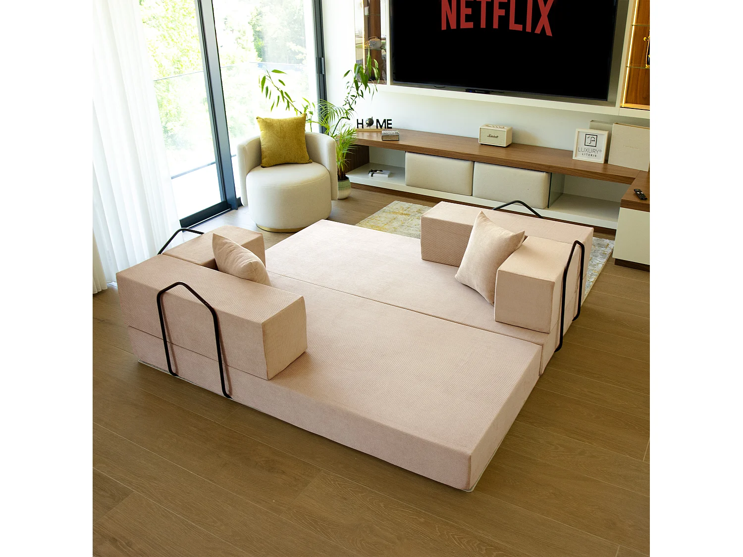 Canapé droit convertible FLEXIMOOD 3 pl, déhoussable