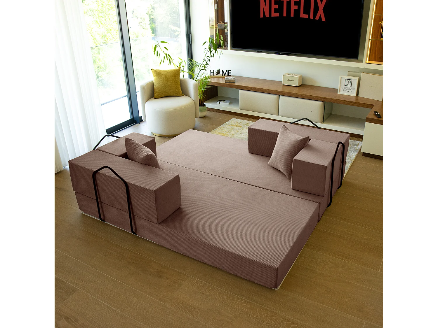 Canapé droit convertible FLEXIMOOD 3 pl, déhoussable