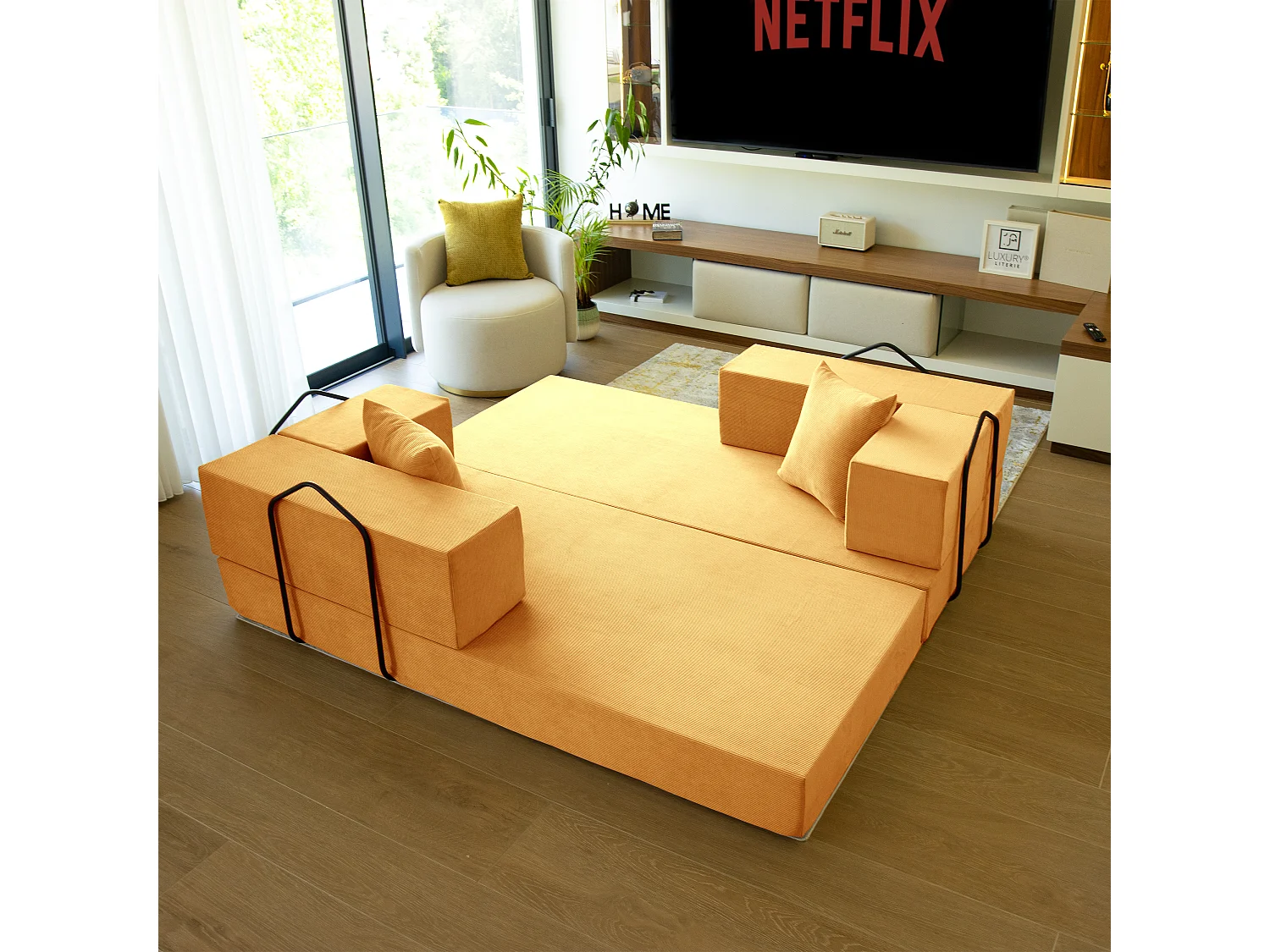 Canapé droit convertible FLEXIMOOD 3 pl, déhoussable