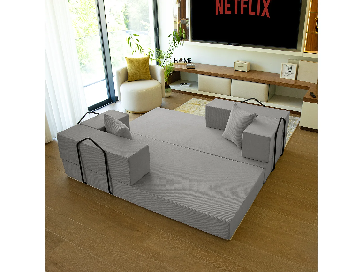 Canapé droit convertible FLEXIMOOD 3 pl, déhoussable