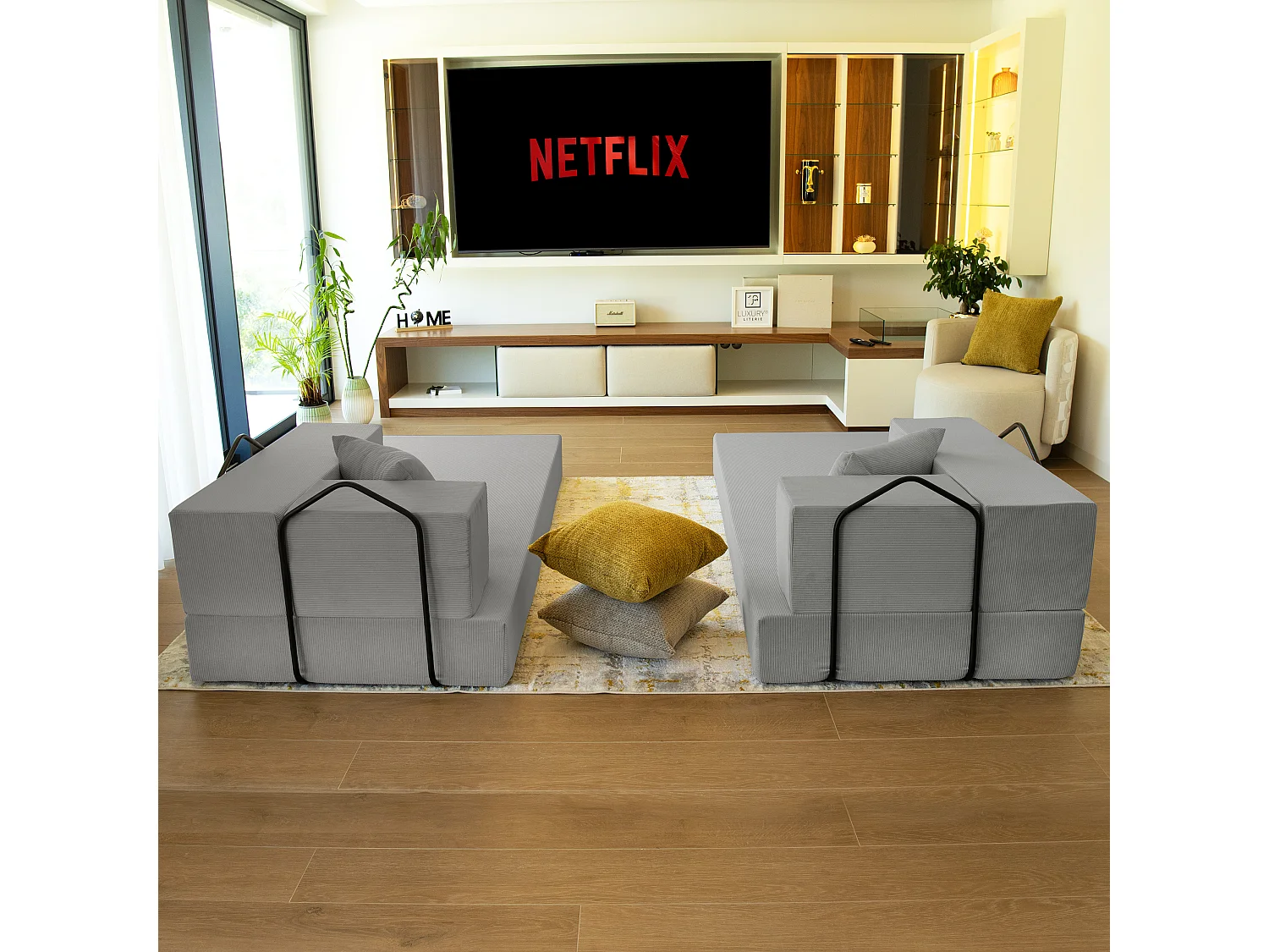 Canapé droit convertible FLEXIMOOD 3 pl, déhoussable