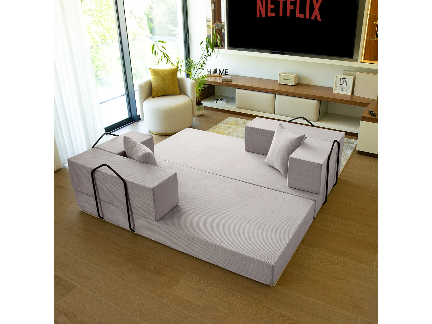 Canapé droit convertible FLEXIMOOD 3 pl, déhoussable