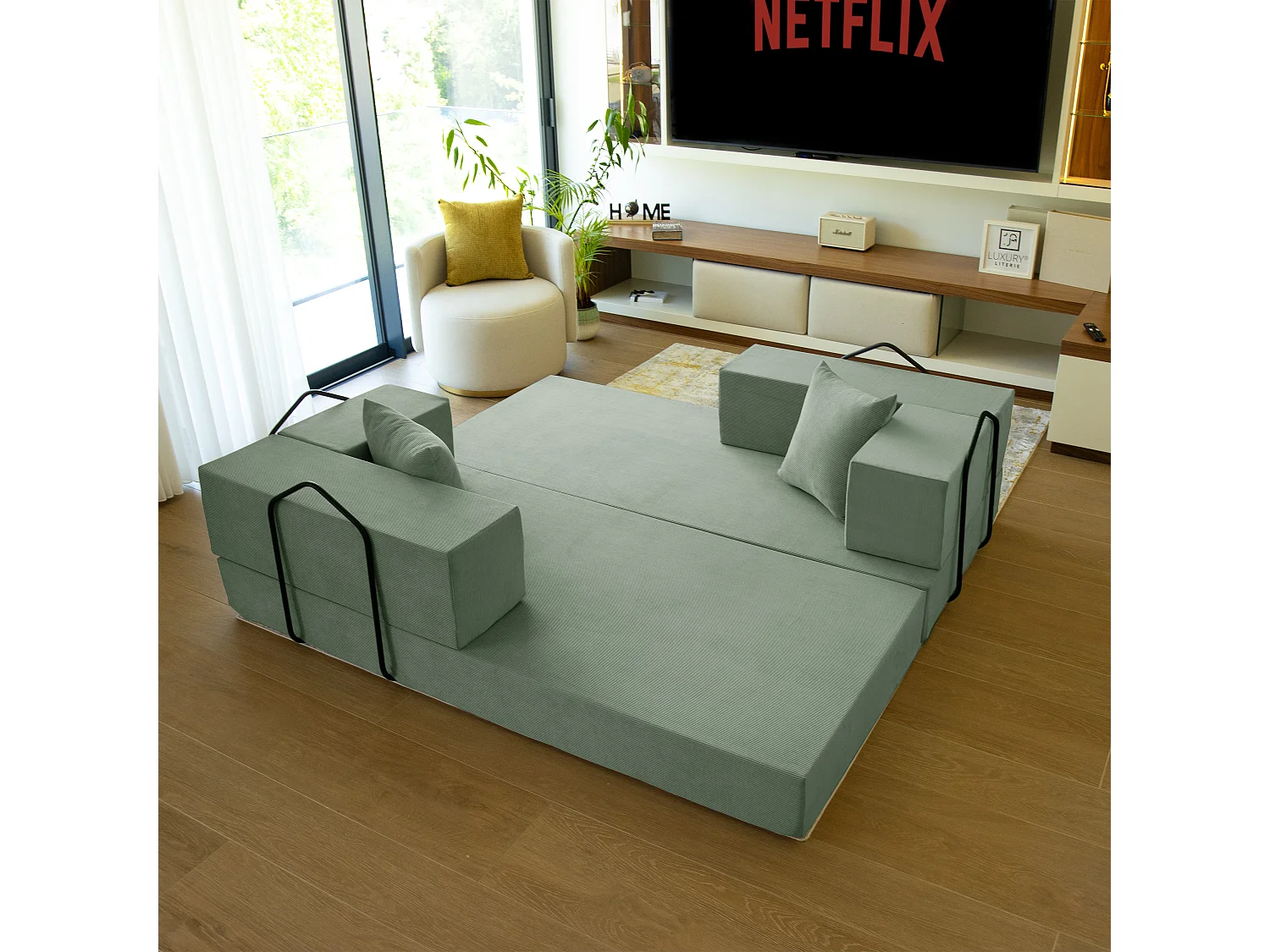 Canapé droit convertible FLEXIMOOD 3 pl, déhoussable