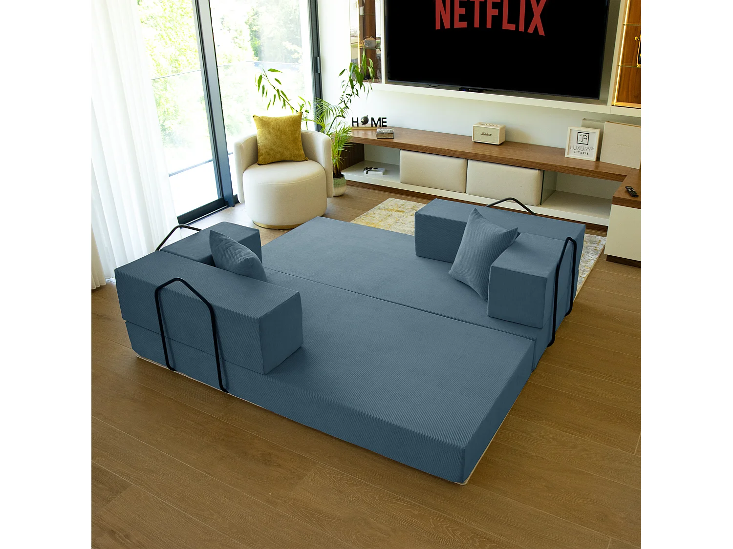 Canapé droit convertible FLEXIMOOD 3 pl, déhoussable