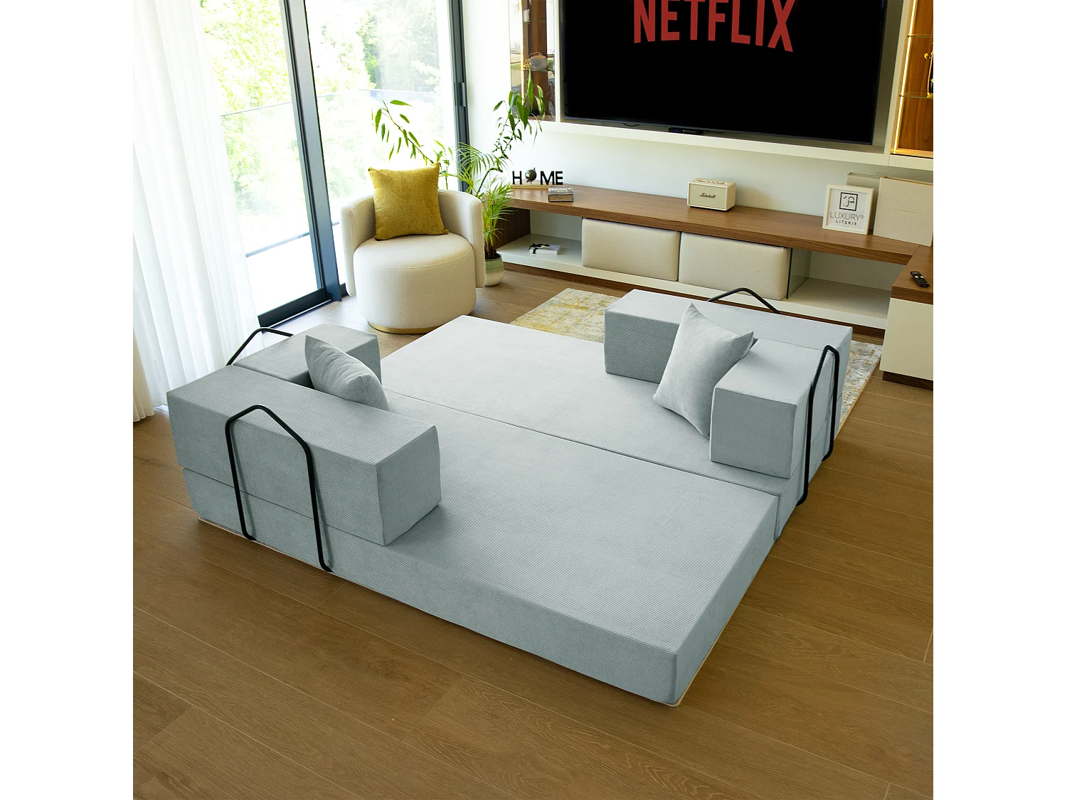 Canapé droit convertible FLEXIMOOD 3 pl, déhoussable