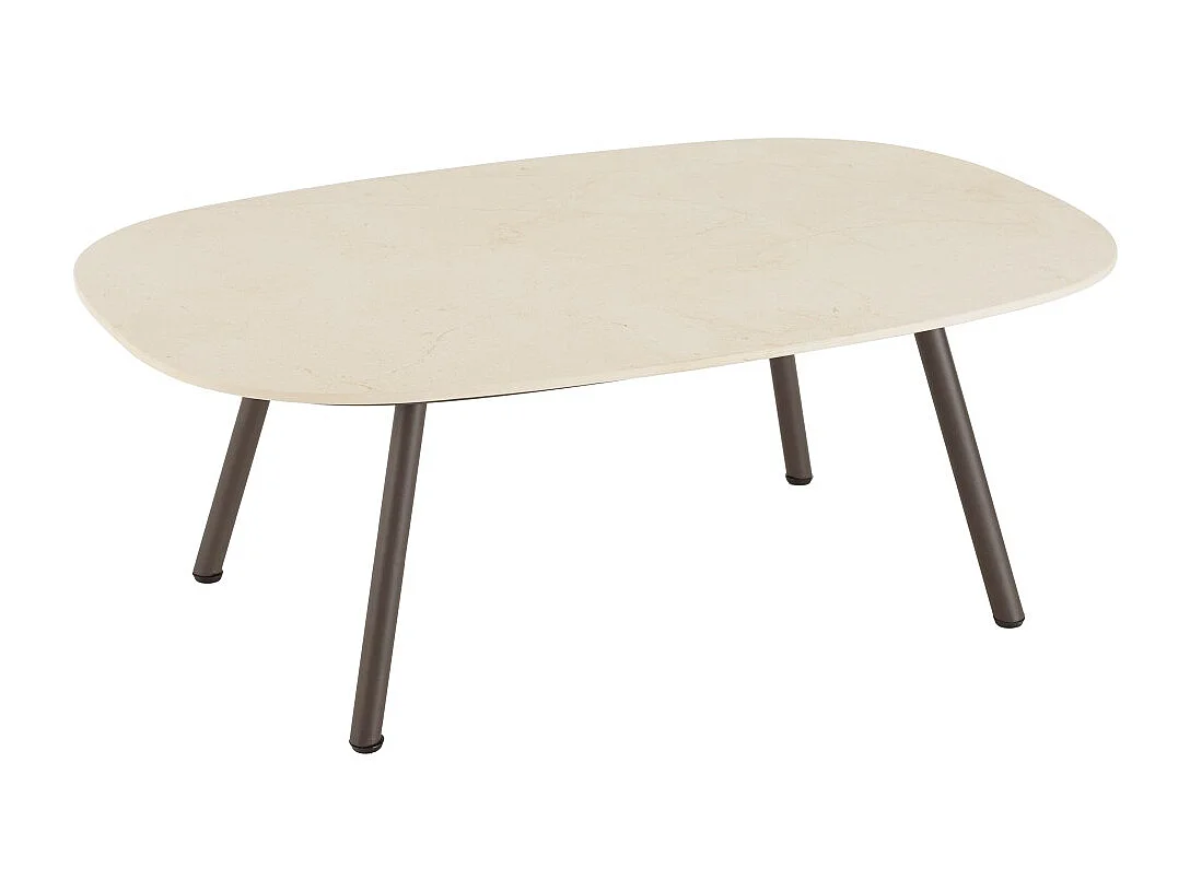 VICK - Salon de jardin 4 places en acier et cordage synthétique taupe