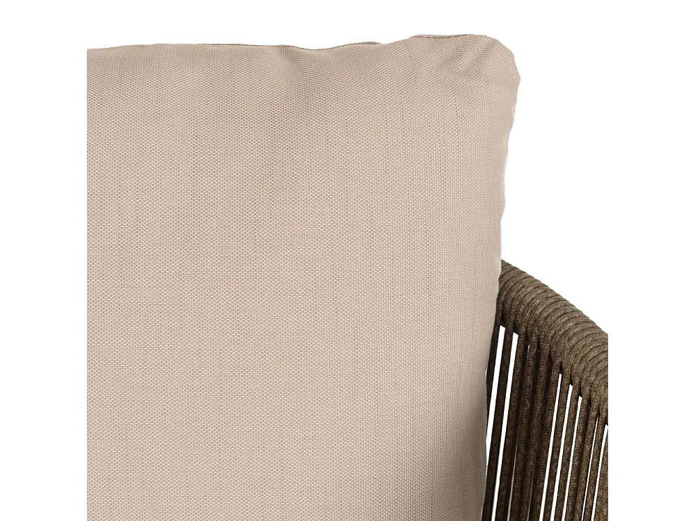 VICK - Salon de jardin 4 places en acier et cordage synthétique taupe