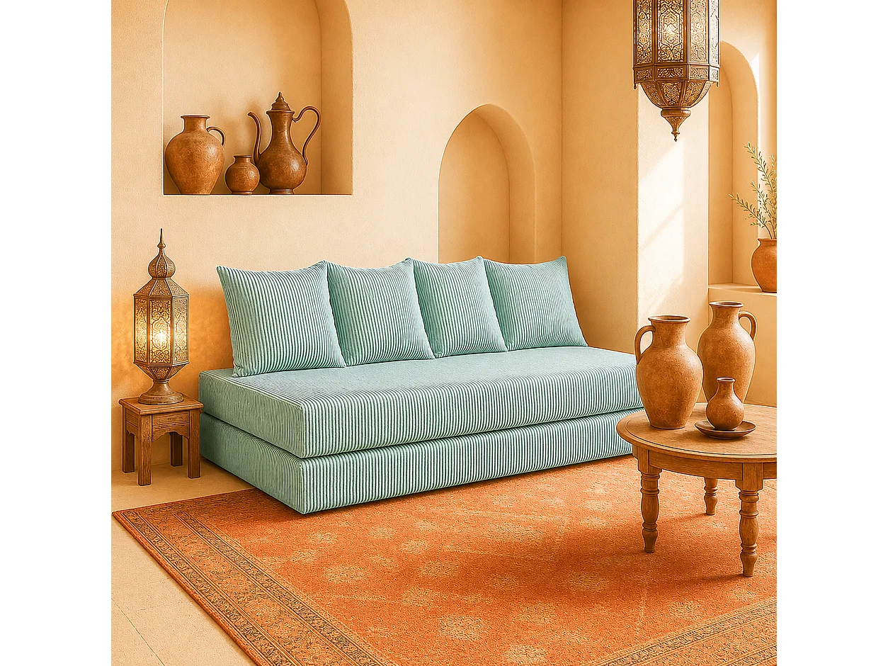 Canapé droit convertible LAYALI + 4 pl, déhoussable