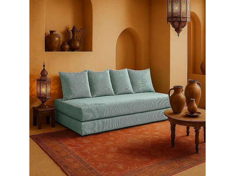 Canapé droit convertible LAYALI + 4 pl, déhoussable