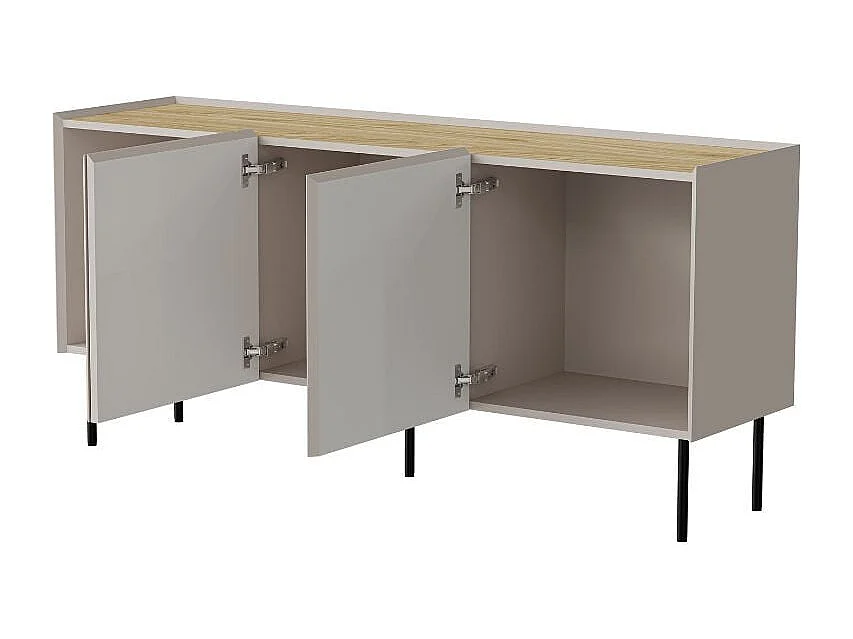 Buffet beige et bois 3 portes 150cm Mauro