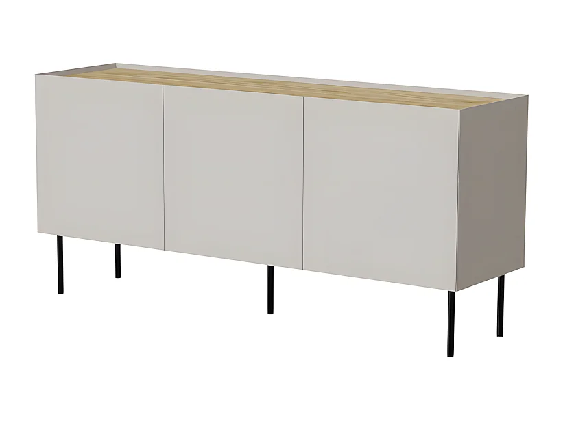 Buffet beige et bois 3 portes 150cm Mauro