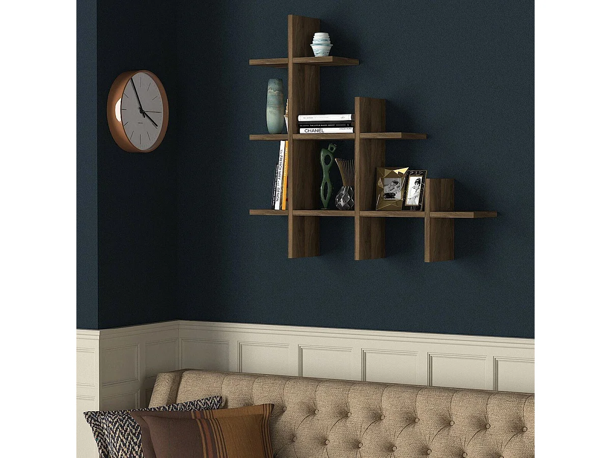 Etagère murale 3 niveaux décor noyer H80 cm - JUKE