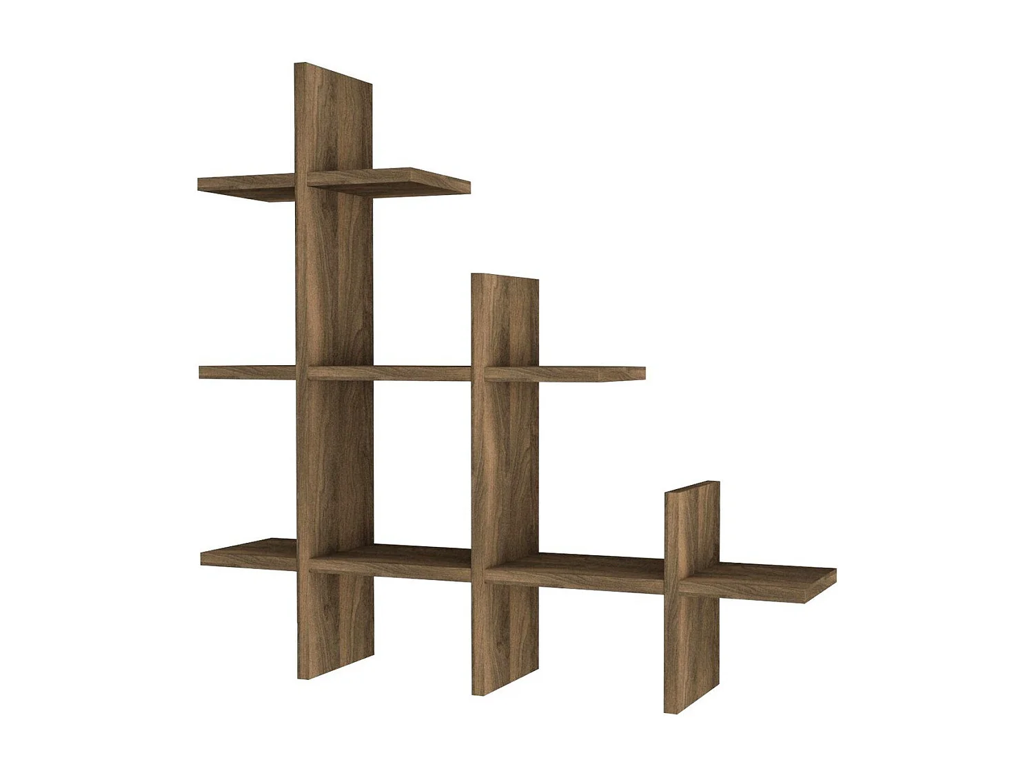 Etagère murale 3 niveaux décor noyer H80 cm - JUKE