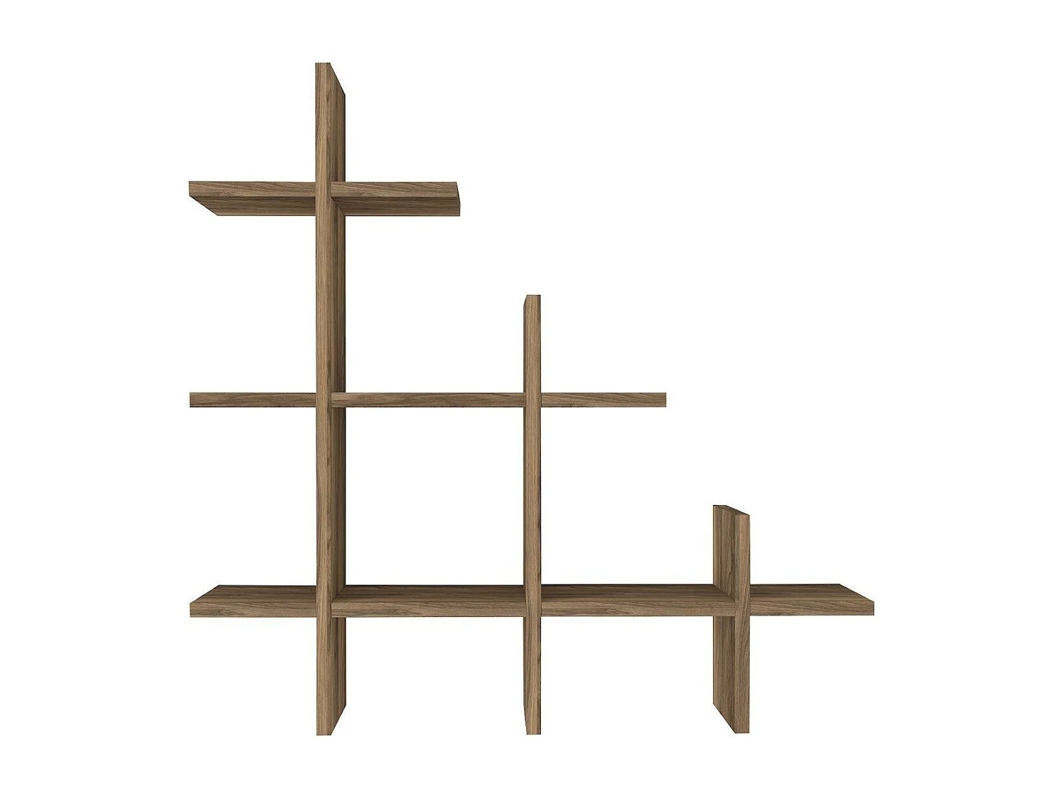 Etagère murale 3 niveaux décor noyer H80 cm - JUKE