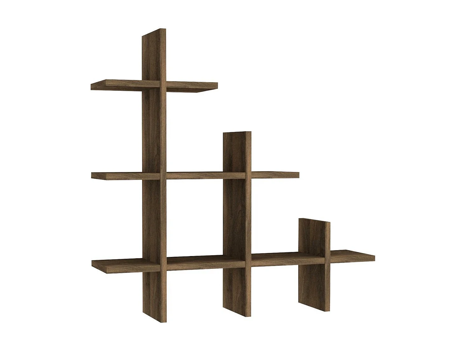 Etagère murale 3 niveaux décor noyer H80 cm - JUKE