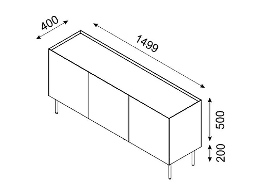 Buffet vert sauge 150 cm 3 portes Mauro