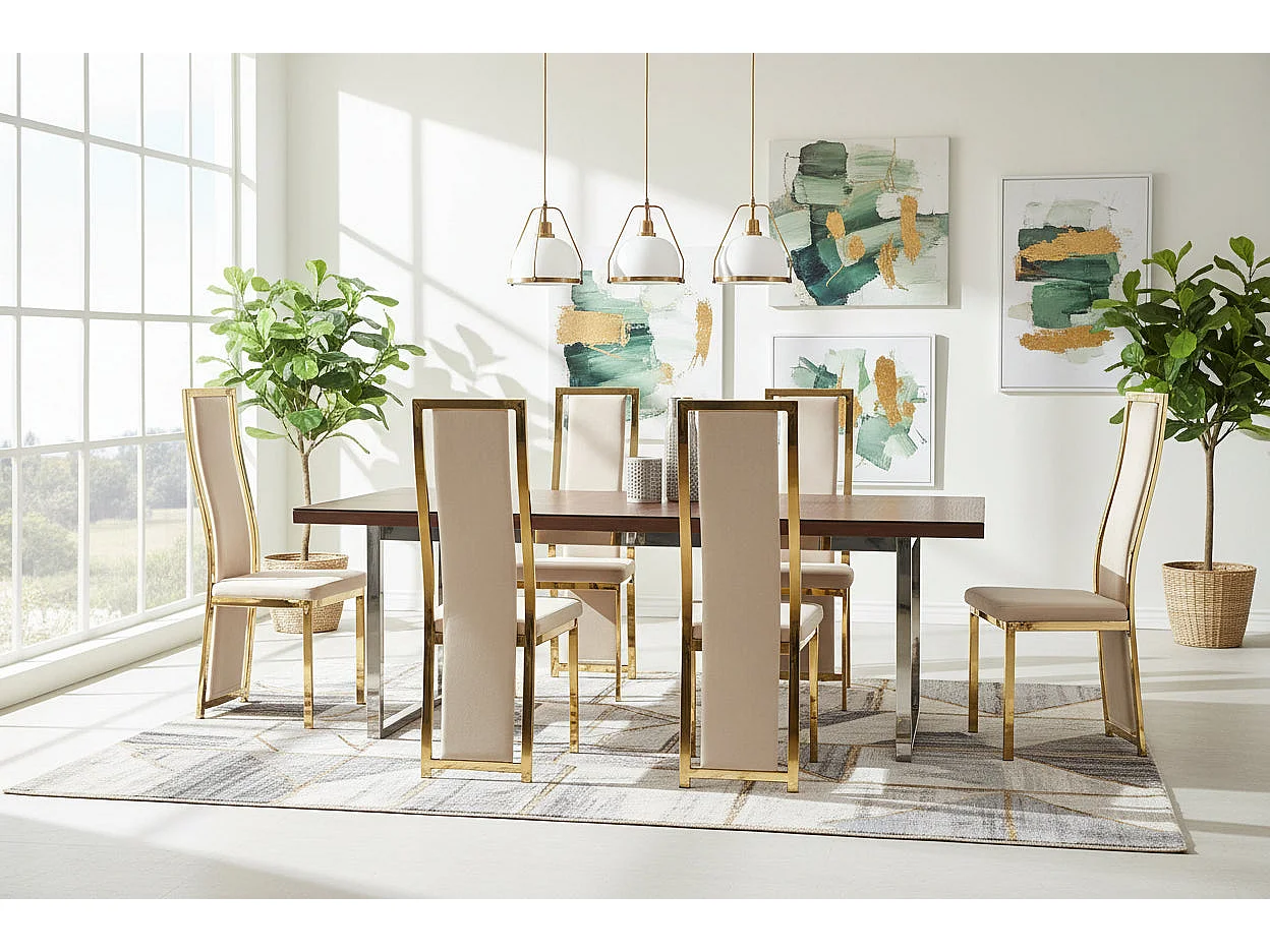 Lot de 6 chaises velours beige structure Gold – DANA