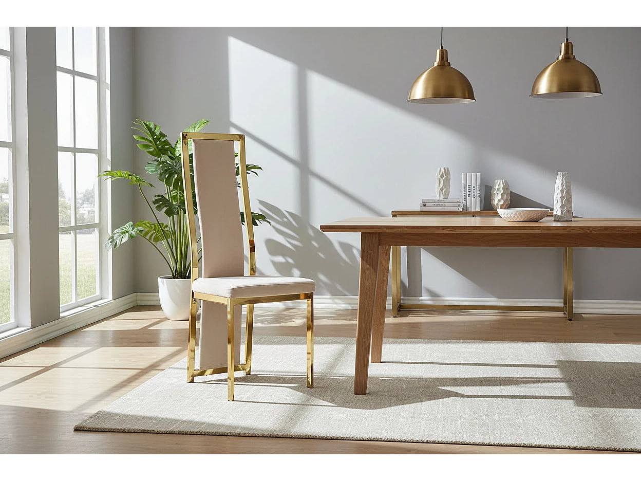 Lot de 6 chaises velours beige structure Gold – DANA