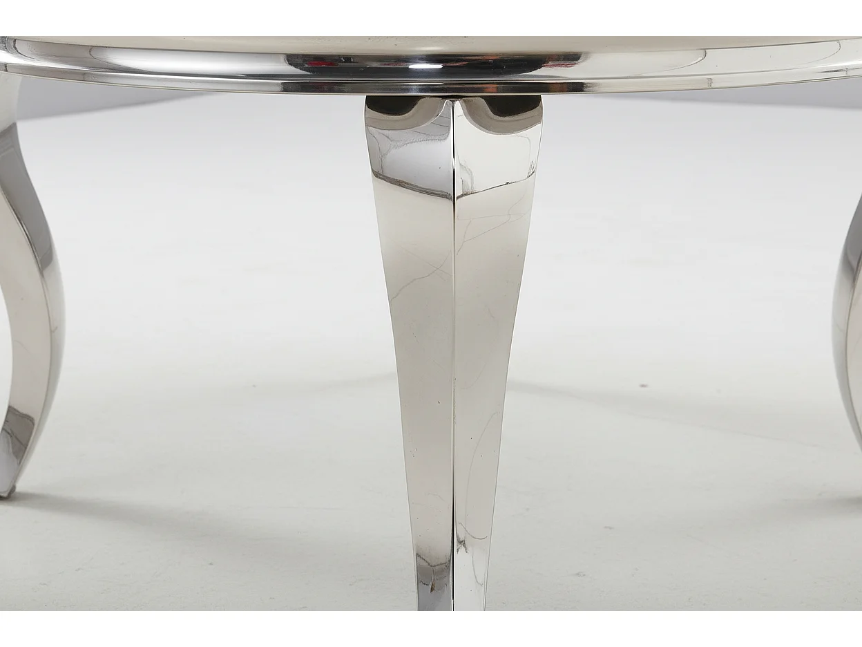 Table Basse BAROQUE Ronde Plateau Verre Trempé Noir Structure Chrome D80x45cm