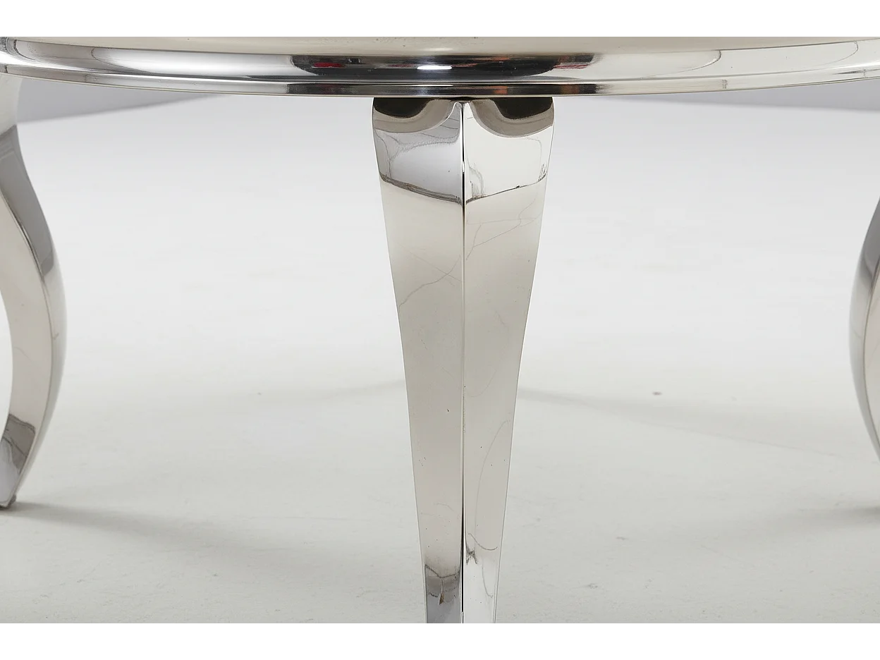 Table Basse BAROQUE Ronde Plateau Verre Trempé Noir Structure Chrome D80x45cm