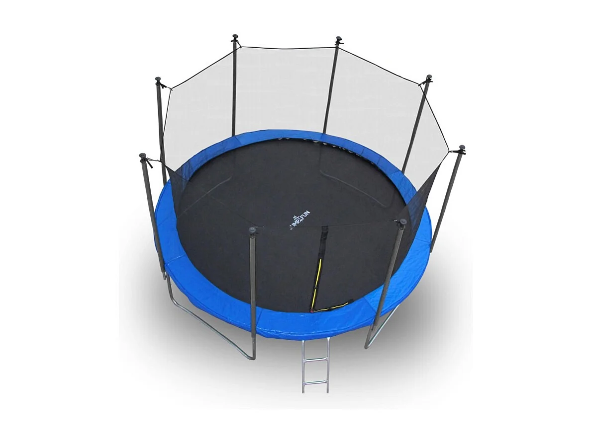 Trampoline pour enfant 12Ft ø366cm avec coussin de protection Bleu, Echelle et Filet de sécurité