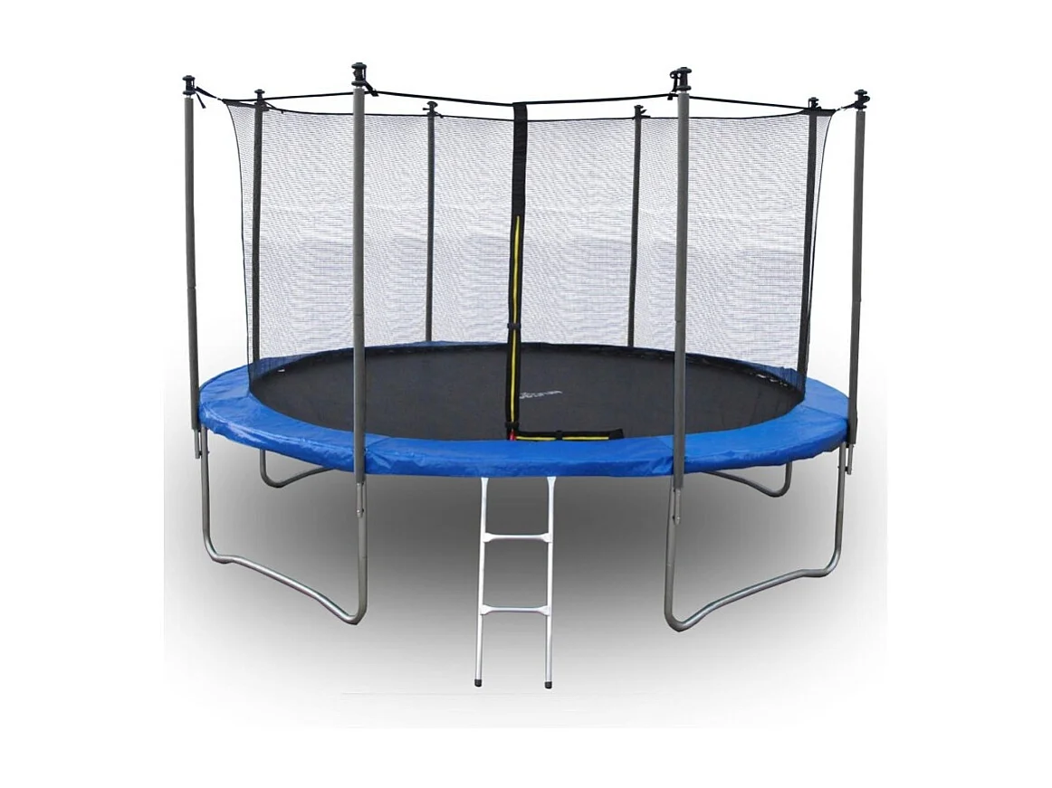 Trampoline pour enfant 12Ft ø366cm avec coussin de protection Bleu, Echelle et Filet de sécurité