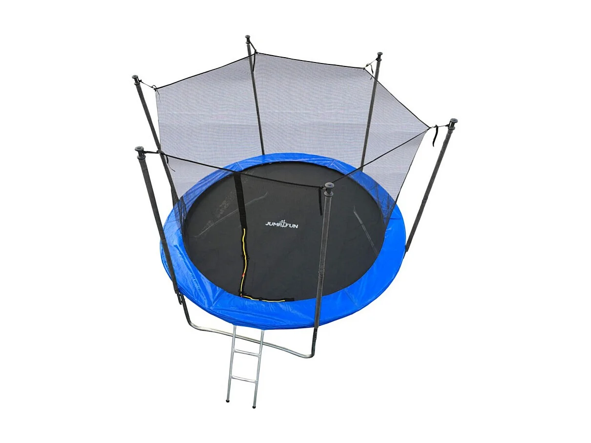 Trampoline pour enfant 8Ft ø244cm avec coussin de protection Bleu, Echelle et Filet de sécurité