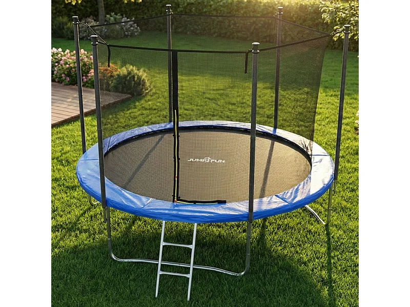 Trampoline pour enfant 8Ft ø244cm avec coussin de protection Bleu, Echelle et Filet de sécurité