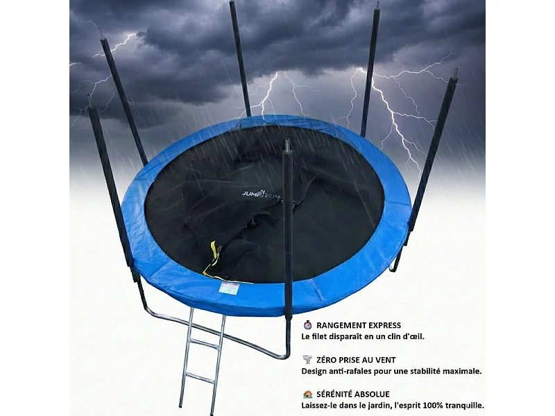 Trampoline pour enfant 14Ft ø427cm avec coussin de protection Bleu, Echelle et Filet de sécurité