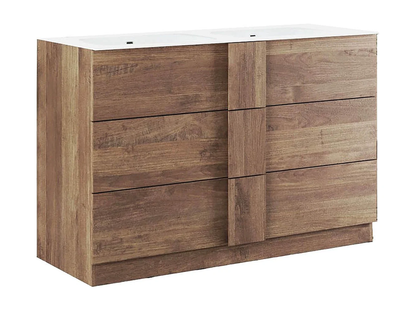 Meuble Vasque 122cm 3 tiroirs + Miroir aspect bois finition Mercure - ZEUS