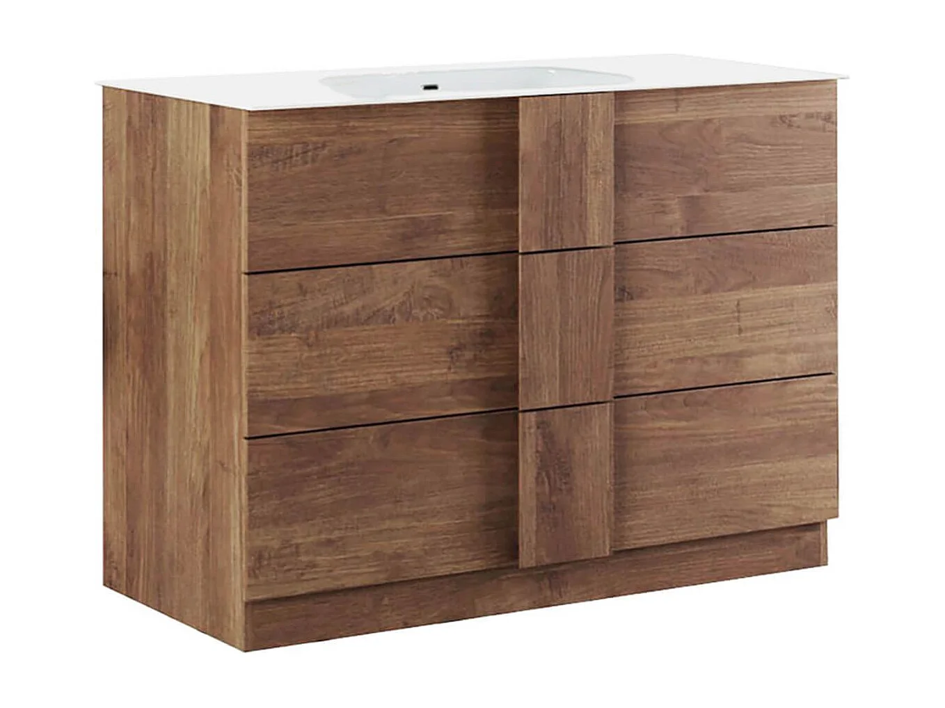 Meuble Vasque 101cm 3 tiroirs + Miroir aspect bois finition Mercure - ZEUS
