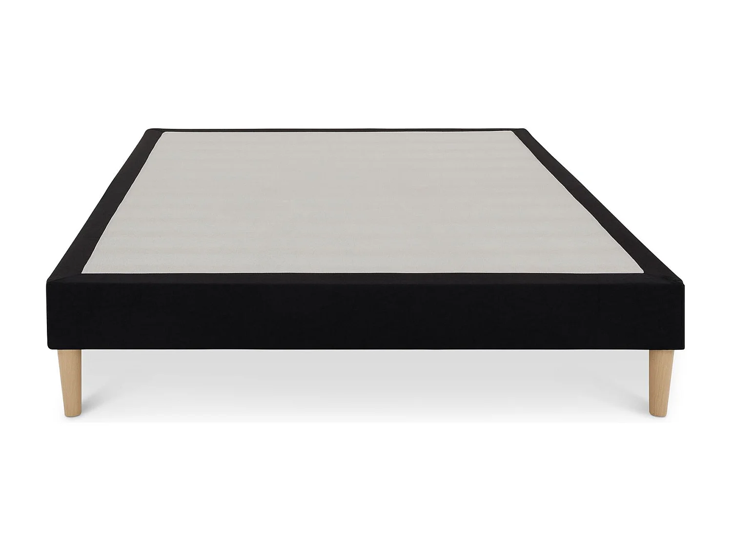 Sommier tapissier BREST 160 x 200 cm structure en bois et revêtement en tissu noir, cadre de lit avec pieds