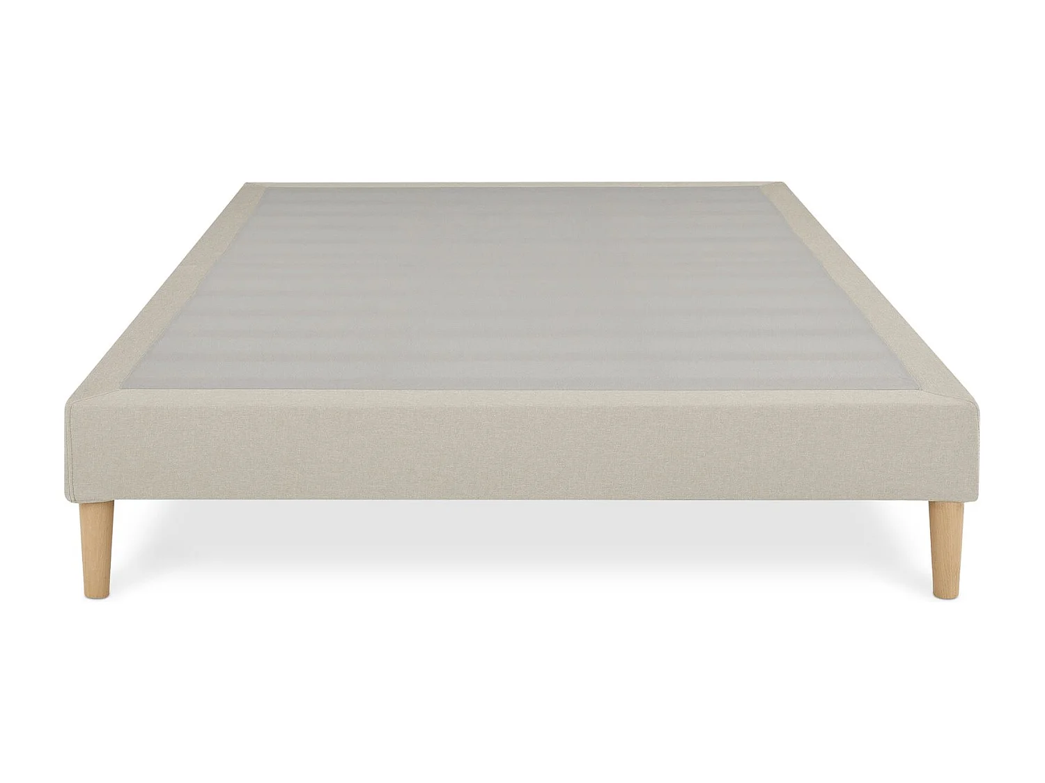 Sommier tapissier BREST 160 x 200 cm structure en bois et revêtement en tissu beige, cadre de lit avec pieds