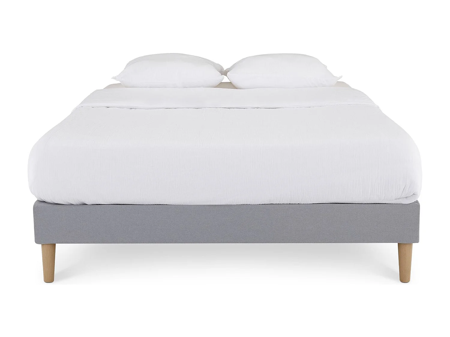 Sommier tapissier BREST 160 x 200 cm structure en bois et revêtement en tissu gris, cadre de lit avec pieds