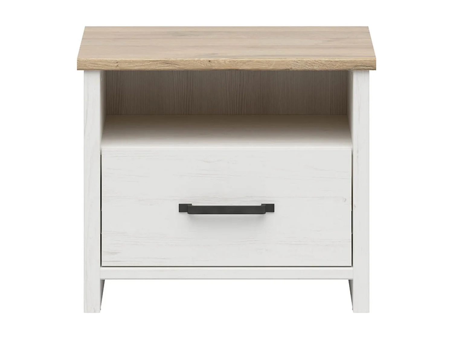 Table de chevet Table de nuit avec tiroir , coloris Blanc pin andersen/Chêne clair - Longueur 55 x Profondeur 42,5 x Hauteur 47,5 cm