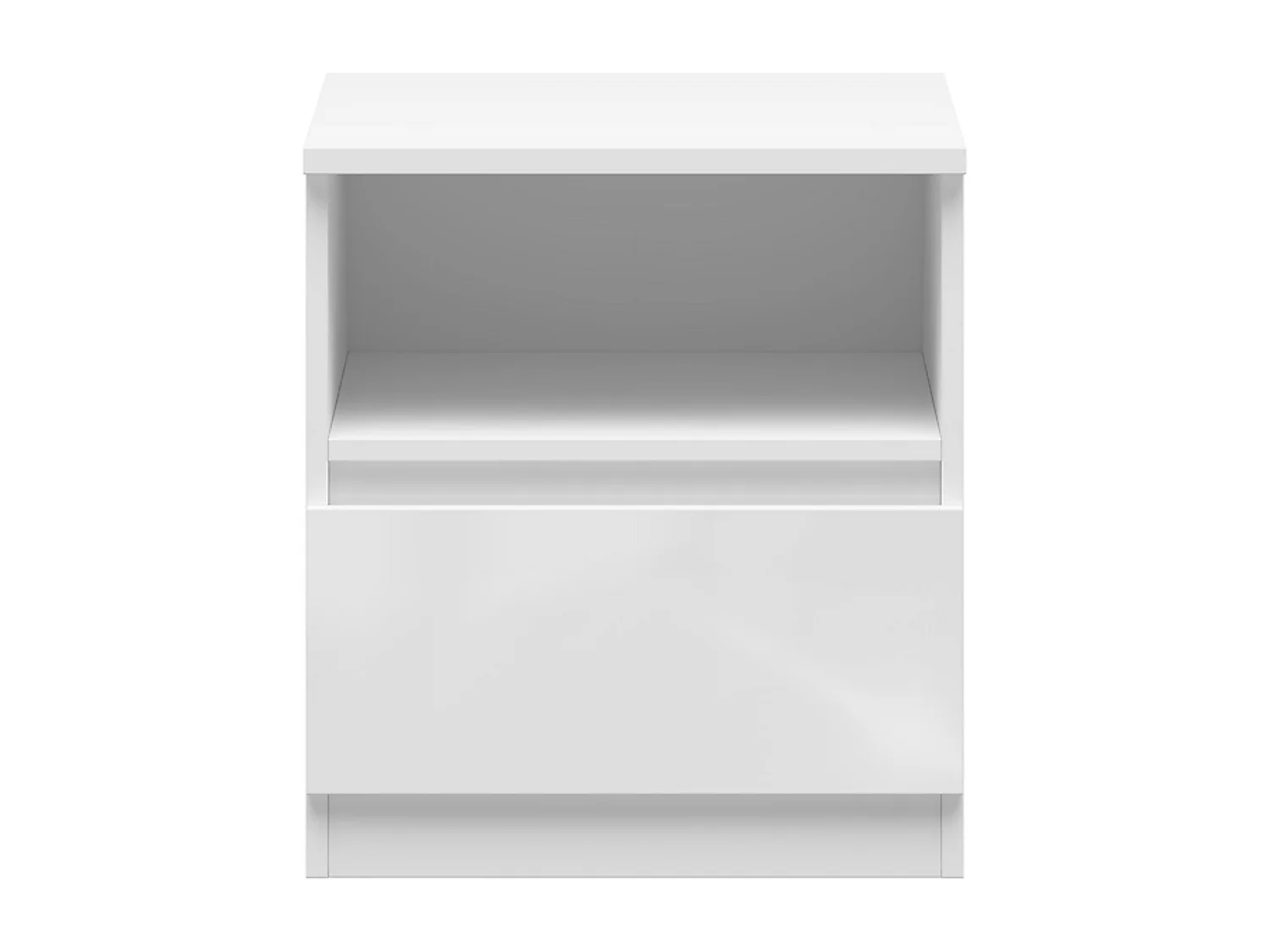 Table de chevet Table de nuit avec tiroir, coloris Blanc brillant - Longueur 45 x Profondeur 45 x Hauteur 50 cm