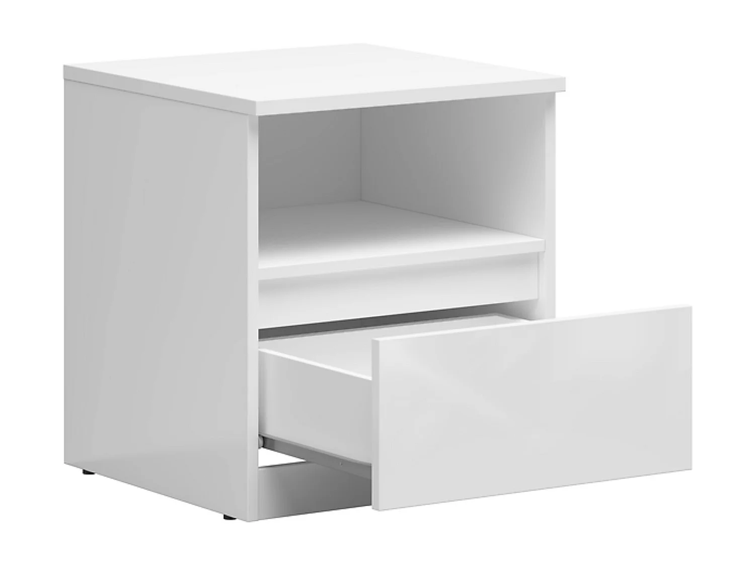 Table de chevet Table de nuit avec tiroir, coloris Blanc brillant - Longueur 45 x Profondeur 45 x Hauteur 50 cm