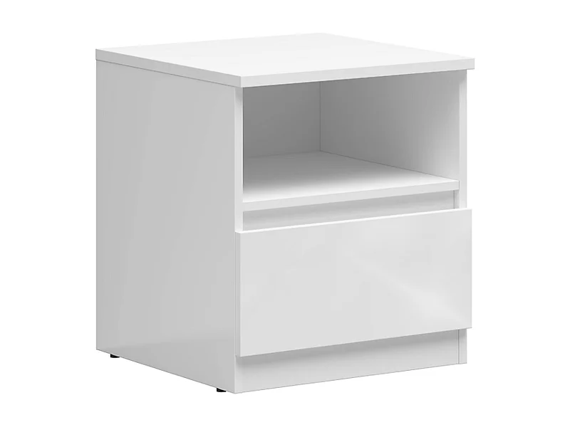 Table de chevet Table de nuit avec tiroir, coloris Blanc brillant - Longueur 45 x Profondeur 45 x Hauteur 50 cm