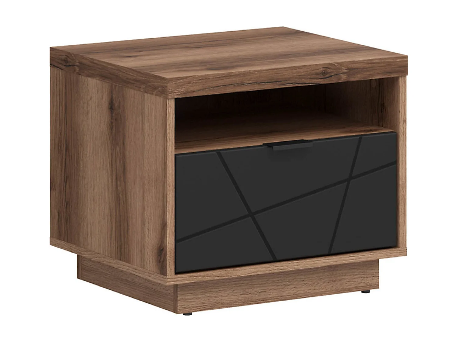 Table de chevet Table de nuit avec tiroir,coloris Chêne delano / Noir mat - Longueur 50 x Profondeur 42,5 x Hauteur 42,5 cm