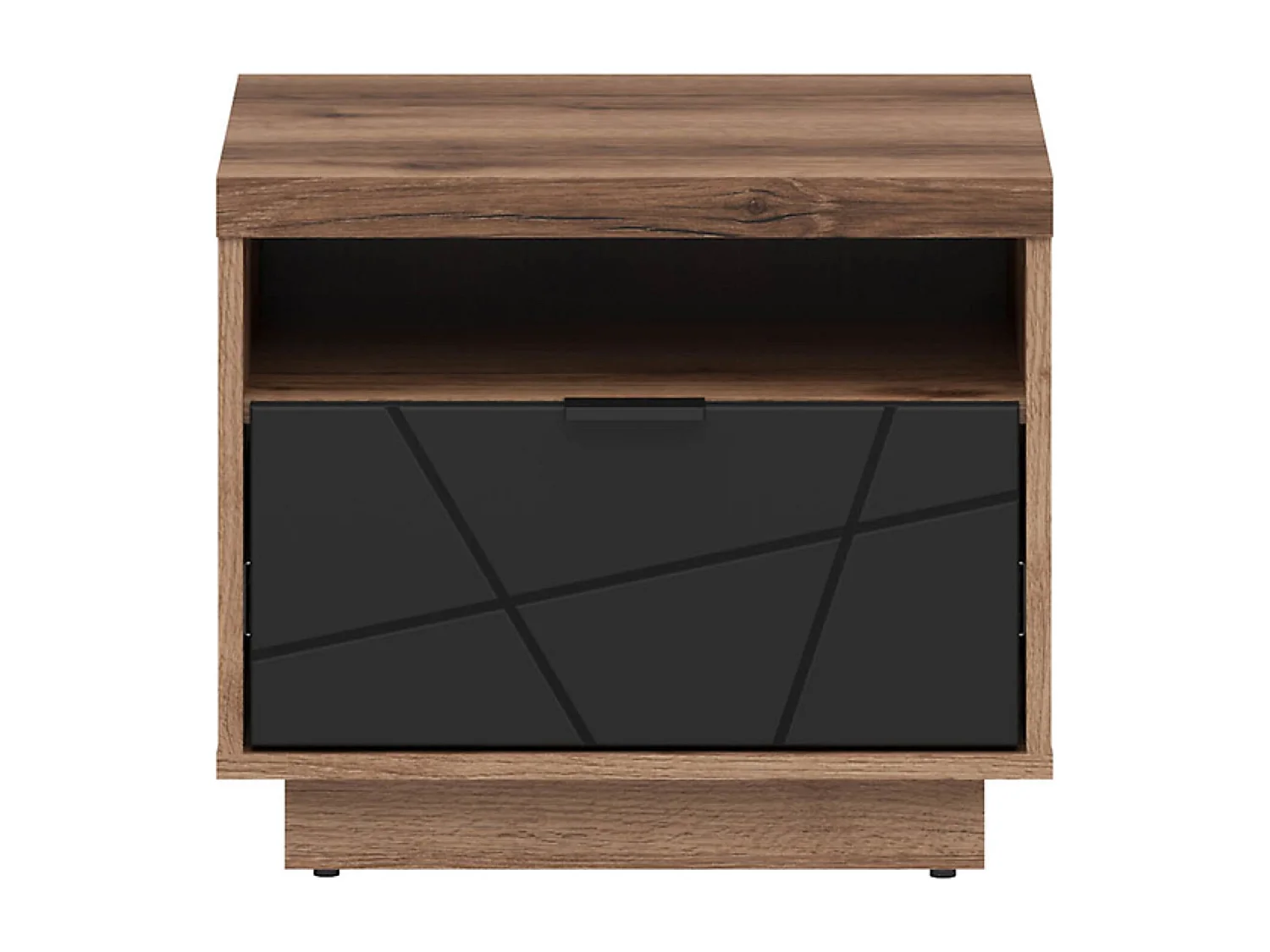 Table de chevet Table de nuit avec tiroir,coloris Chêne delano / Noir mat - Longueur 50 x Profondeur 42,5 x Hauteur 42,5 cm