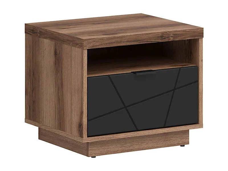 Table de chevet Table de nuit avec tiroir,coloris Chêne delano / Noir mat - Longueur 50 x Profondeur 42,5 x Hauteur 42,5 cm